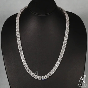 Collier ras-de-cou en argent 925 plaqué rhodium avec moissanite taille brillant ronde, style hip-hop unisexe, idéal pour mariage, fiançailles, cadeau - Product Image 6