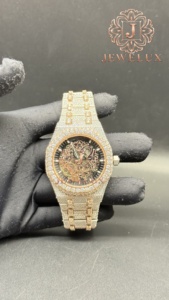 Reloj de Diamantes Moissanite de Acero Inoxidable de Primera Calidad, Estilo Hip Hop, con Movimiento de Cuarzo Resistente al Agua para Hombre, Disponible para la Venta - Product Image 3