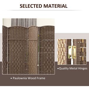 4-Panel 6FT Tall Brown Wood Freestanding Partition Handcrafted <b>Folding</b> Room Divider <b>Screen</b> for Home Office & Party Privacy - Product Image 6