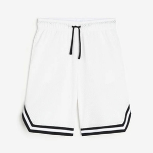 <b>Men</b> <b>White</b> Solid Color Basketball <b>Shorts</b> Front Mid Waist Zipper Fly Closure Windproof Quick Dry Sporty Style Breathable Polyester - Product Image 3