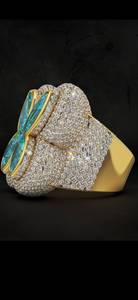 Luxury Women's Butterfly Moissanite <b>Cocktail</b> <b>Ring</b> Yellow <b>Gold</b> Pave Setting Marquise Cut Party <b>Ring</b> for Unisex - Product Image 2