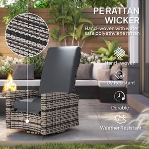 Poltrona Reclinabile Girevole in Vimini Grigio Resistente all'Acqua con Poggiapiedi Sollevabile e Rotazione a 360° - Product Image 4