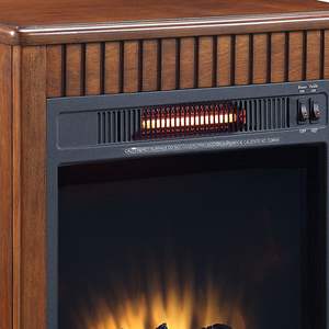 Chimenea eléctrica de nogal con 1 cajón-Decoración elegante para el hogar - Product Image 4