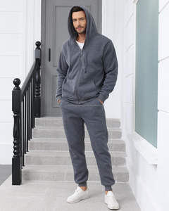 Breathable 250GSM Polyester Tracksuit Men Summer Jogging Set Screen Printed Light Grey <b>Navy</b> Blue Side Stripe Design - Product Image 6