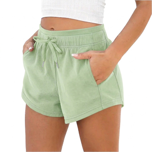 Shorts en coton respirant 100 % pour femmes, 220 GSM, tissu de poids moyen, coupe régulière, shorts de plage amples pour l'été - Product Image 4