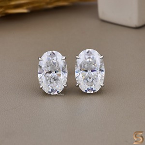 Oval Moissanite <b>Stud</b> <b>Earrings</b> 12x8MM Solitaire | Diamond Alternative Minimalist <b>Earrings</b> | 925 Silver / 10K 14K 18K Gold Jewelry - Product Image 2