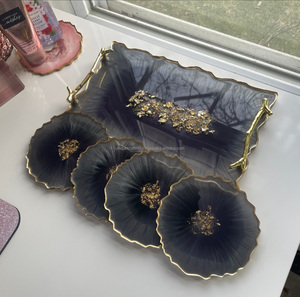 Juego de bandeja y posavasos de resina de alta calidad-Bandeja con asas-de Unique Craft India - Product Image 5