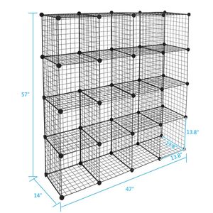Scaffali Modulari a 16 Cubi, Unità Organizzativa Multifunzione in Rete Metallica per un'Efficiente Utilizzazione dello Spazio - Product Image 6