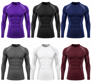 เสื้อรัดกล้ามเนื้อแขนยาวผู้ชาย สีม่วง แห้งเร็ว ระบายอากาศได้ดี เป็นมิตรกับสิ่งแวดล้อม ผ้าไนลอนผสมโพลีเอสเตอร์ สำหรับออกกำลังกาย - Product Image 6