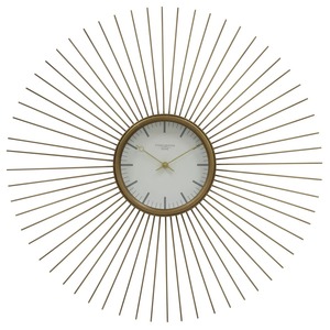 Elegant Sunburst <b>Metal</b> Wall <b>Clock</b> Round Analog Quartz Design Mid Century Modern Style for Study Room Decor At Best Price - Product Image 3