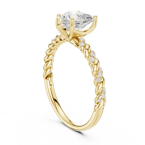 Bague de fiançailles pour femme en or jaune plaqué 10 carats avec diamant de laboratoire taille cœur, certifié IGI, clarté VS, style romantique - Product Image 5