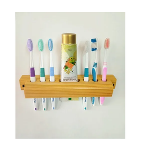 Wood Tooth Brush Holder Customizable Home Hotel <b>Bathroom</b> High Quality Wood Wall Mounted Toothbrush and Toothpaste Holder - Product Image 1
