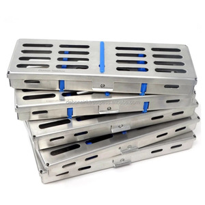 Support de cassette dentaire en acier inoxydable certifié CE MT-200004, poignée ergonomique, 12 positions de mâchoires, Classe II, manuel, argent - Product Image 2