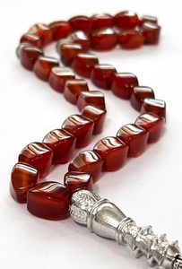 <b>Red</b> <b>Beads</b> Tasbih Prayer <b>Beads</b> with Silver Tassel – Handmade Islamic Misbaha tasbih Resin <b>beads</b> tasbih For Islamic Use - Product Image 5