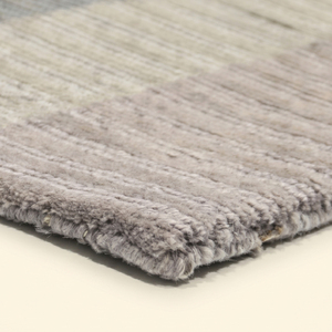 Alfombra de Lana Plateada con Diseño Arquitectónico en Gris Marfil, Hecha a Mano, Moderna, Abstracta, Geométrica, para Sala de Estar, Oficina, Hotel - Product Image 6