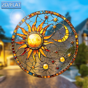 CIFbuy Ornamento acrilico per finestra con sole e luna, acchiappaluce colorato per decorazioni per la casa, il giardino, occasioni di battesimo - Product Image 4