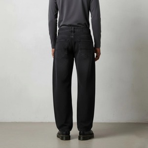 Pantalones Cargo Negros de Lona para Hombre, Cintura Alta, Estilo Desgastado, Cierre de Botones, Peso Medio, para Otoño - Product Image 4