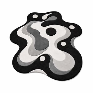 Alfombra abstracta de forma irregular, suave, de lana, hecha a mano, moderna, color óxido, para sala de estar, dormitorio, decoración única para el hogar. - Product Image 6