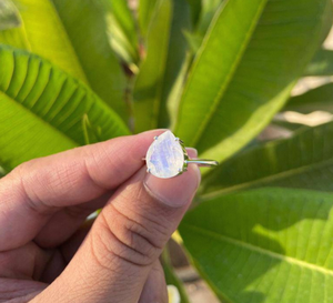 Pear Moonstone <b>Ring</b> Sterling <b>Silver</b> Teardrop Gemstone Handmade Jewelry Minimalist Women Elegant Statement <b>Ring</b> - Product Image 3