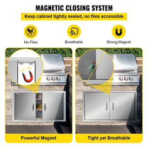 Porte da Cucina Esterna Ignifughe in Acciaio Inossidabile Doppio da 36W x 21H Pollici per BBQ, Stazione Grill e Isola Barbecue a Gas - Product Image 6