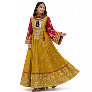 High Quality Women Solid Color Embroidered Vintage Kuchi Highly Customizable Quality Modern Fashion Afghan Kuchi <b>Dress</b> - Product Image 4