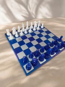 Belladec Custom Children Sports Resin <b>Chess</b> Board <b>Set</b> High Quality Clear Pigmented <b>Chess</b> Pieces Handmade Artistic Design - Product Image 3