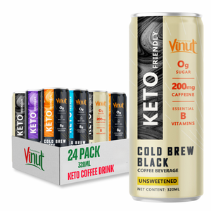 Bebida de Café Keto, Mezcla de Arábica y Robusta, Aceite MCT, Lata de Aluminio de 320 ml, 24 Latas, Sin GMO, Sin Lácteos, VINUT, Marca Privada, OEM, ODM - Product Image 1