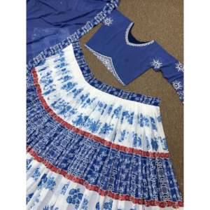 Lehenga choli ชุดอินเดียแบบดั้งเดิมของผู้หญิงพิมพ์ลายดิจิตอลแฟนซี - Product Image 5