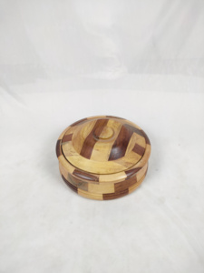 Plat à gratin vintage indien artisanal en bois avec couvercle en acier inoxydable écologique, diamètre 24 cm, récipient de cuisine, vente en gros - Product Image 5