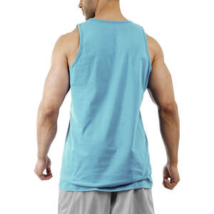 Blue Custom Gym Fitness Bodybuilding Sleeveless T Shirts Wholesale Quick Drying Muscle Fit <b>Men</b> Tank Tops - Product Image 2