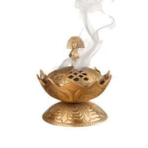 Brûleur d'encens artisanal en laiton pur avec couvercle en croix, style byzantin traditionnel, pour la liturgie religieuse et la maison, finition or antique gravée, idéal pour hôtel - Product Image 3