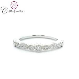 Clásico envejecido Milgrain 18K sólido blanco/amarillo/oro rosa Pave ajuste anillo de diamantes para bodas y fiestas - Product Image 1