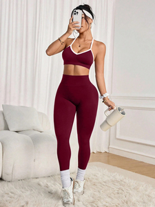 Conjunto de Yoga Rosa sin Costuras al por Mayor Personalizado, Dos Piezas: Sujetador Deportivo y Leggings de Cintura Alta para Fitness, Gimnasio y Entrenamiento - Fabricante de Ropa Deportiva - Product Image 3