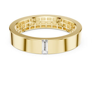 แหวนหมั้นเพชรทรงบาแก็ตต์ทองคำขาว 14K เพชรเพาะเลี้ยงสำหรับผู้หญิง |   เพชรที่เพิ่งเพาะเลี้ยง - Product Image 6