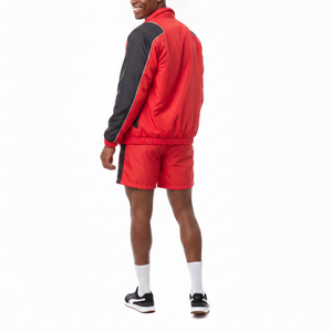Ensemble de survêtement homme rouge et noir, veste zippée à manches longues et short, respirant, sportif, coupe classique, color block, pour le printemps - Product Image 3