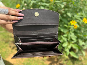 New Western Style Hair on Hide Brown <b>Tooled</b> Fur Leather Clutch Women Designed Purse Hot Selling <b>Tooled</b> Leather Unique Wallet - Product Image 6