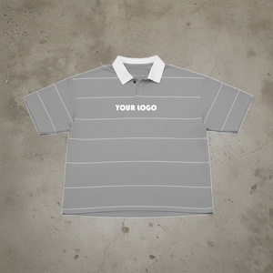 Chemise pour homme personnalisée en coton 100% brodé, anti-plis, à col, manches courtes, coupe carrée, courte, tricotée et rayée - Product Image 2