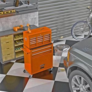 High Capacity 8-Drawer Rolling Tool <b>Chest</b> with Wheels ORANGE-Convenient Tool <b>Storage</b> Cabinet - Product Image 1