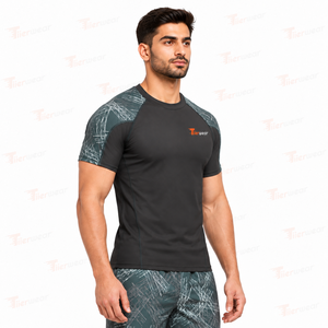 <b>Men</b> UV Protection <b>Swim</b> <b>T</b> <b>Shirt</b> Polyester Spandex Quick Dry Breathable Stretch Surf <b>Shirt</b> Beach Wear Custom OEM Factory - Product Image 2