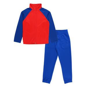 Conjunto de Uniforme Escolar de Felpa con Bloques de Color Rojo y Azul para Niños, Ropa Escolar Primaria, Tejido de Poliéster - Product Image 1