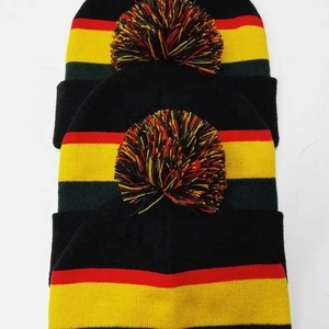 Gorro de invierno acrílico de diseñador personalizado de alta calidad, gorro de punto con calavera Jacquard, logotipo bordado, pompón holgado, fiesta informal - Product Image 5