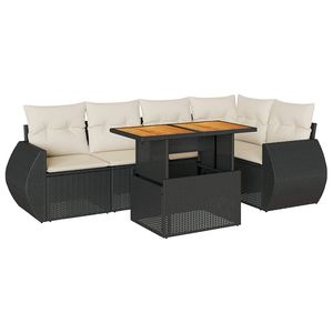 Grand ensemble de canapés modulaires pour patio en rotin PE noir, ensembles de jardin - Product Image 2