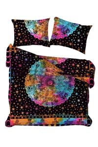 Couvre-lit et taie d'oreiller Comforter Zodiac Sun Moon Face, taille Queen, coton réversible multicolore, par Indian Cosigners - Product Image 3