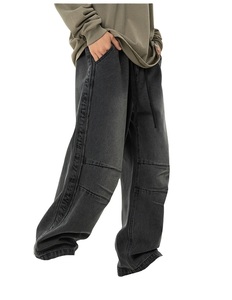 Jean en denim noir pour homme de qualité supérieure, coupe droite, ample, taille mi-haute, en coton, décontracté, pour l'automne, prix de gros 2026 - Product Image 6