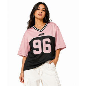 Fabricant OEM de maillots de football américain color block en gros, avec numéro appliqué personnalisé, en maille oversize, unisexe, hauts de sport de printemps - Product Image 1