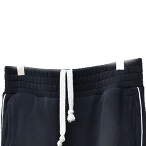 Pantalones Deportivos Azul Marino para Hombre con Rayas Laterales Naranjas, Cintura Elástica con Cordón, Corte Casual, para Otoño - Product Image 4
