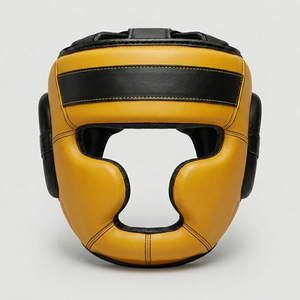 Boxing <b>Training</b> <b>Head</b> Helmet Full Face Chin Protection Breathable Lightweight Adjustable Leather Protective Equipment - Product Image 1