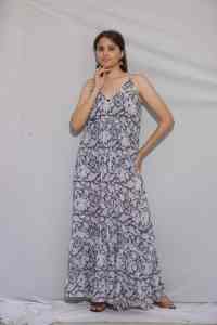 Vestido informal bohemio indio para mujer, bloque a mano, estampado Floral, ropa de verano de algodón, tejido ecológico, venta de regalo personalizado - Product Image 5