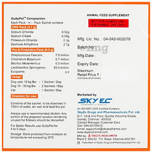SKY EC GutterPet 2 1 ORS ผงอิเล็กโทรไลต์พร้อมโปรไบโอติกสำหรับสุนัขและแมว บำรุงสุขภาพข้อต่อและระบบย่อยอาหาร สำหรับทุกวัย แบบซอง - Product Image 5