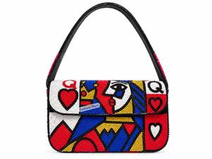 Bolso de Hombro Hecho a Mano con Cuentas Azul Marino, Diseño de Cara de Cachorro con Lengua Descubierta, Bolso de Noche Adorable - Product Image 2